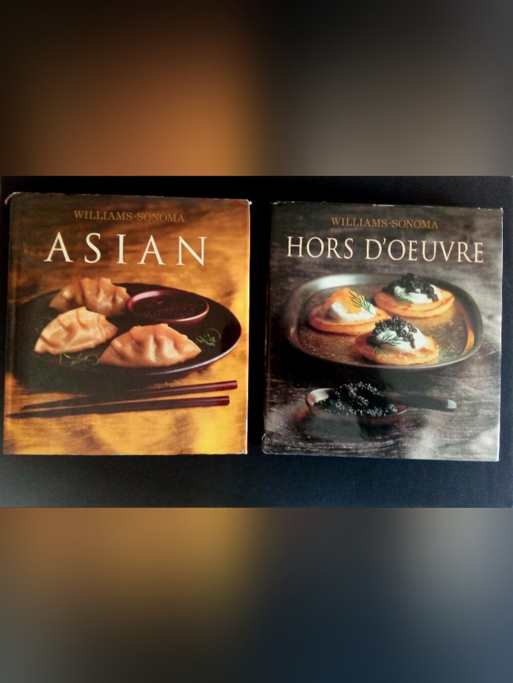 Set 2 Williams Sonoma Recipe Full Color Cookbooks Hors D'oeuvre & Asian Cuisine